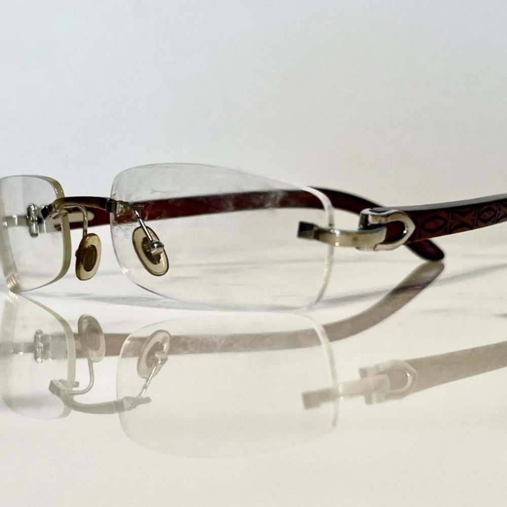 Cartier Logos Wood Platinum Vintage Frames Sunglasses… Gem